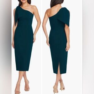 NWOT Dress The Population TIFFANY One Shoulder MIDI Dress green pine XL